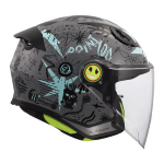 CASCO LS2 OF622 FUNNY II SCRIBBLE CLOSS GREY BLUE TG. L DEMIJET JUNIOR