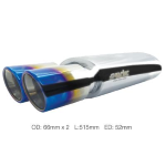 <MARMITTA UNIV. OVALE INOX USCITA DOPPIA ROTONDA DA 66 MM.  L.515 MM D.52 MM 