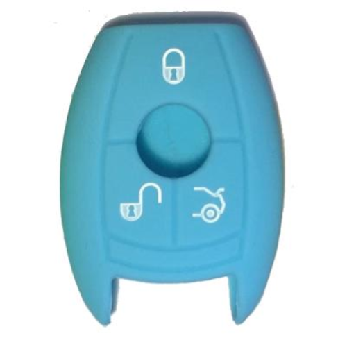 GUSCIO SILICONE CELESTE PER CHIAVE MERCEDES/SMART 3 TASTI C/T BAULE