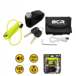BLOCCADISCO CON  ALLARME PERNO D.5,5 MM. NERO+ CAVO PREMEMORIA + CUSTODIA