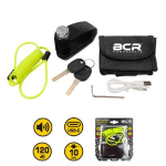 BLOCCADISCO CON  ALLARME PERNO D.10 MM. NERO+ CAVO PREMEMORIA + CUSTODIA