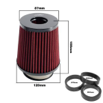 <FILTRO ARIA SPORTIVO BICONICO CON ADATTATORI 77X155 MM