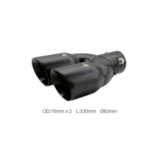 CODOLINO MARMITTA ROTONDO DOPPIO INCLINATO INOX NERO D.63 L. 230mm TRX/92N