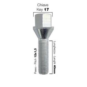 KIT DI 10 BULLONI PER DISTANZIALI CHIAVE DA 17 12x1.5  L. 40mm