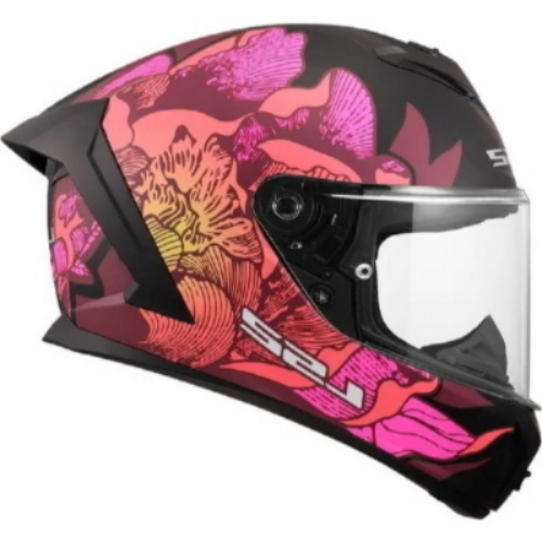 CASCO LS2 FF820 RAPID III POPPIES II COL MATT BLACK PINK TAGLIA M