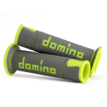 COPPIA MANOPOLE DOMINO ON ROAD RACING GRIGIO/GIALLO FLUO A450