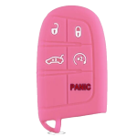 CUSTODIA IN SILICONE ROSA PER CHIAVE JEEP 5 TASTI C/TASTO PANICO