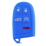 CUSTODIA IN SILICONE BLU PER CHIAVE JEEP 5 TASTI C/TASTO PANICO