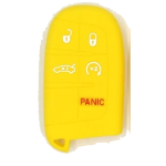 CUSTODIA IN SILICONE GIALLO PER CHIAVE JEEP 5 TASTI C/TASTO PANICO