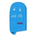 CUSTODIA IN SILICONE CELESTE PER CHIAVE JEEP 5 TASTI C/TASTO PANICO