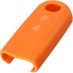 CUSTODIA IN SILICONE ARANCIO PER CHIAVE MAZDA DUE TASTI  LAMA ESTRAIBILE 