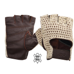 GUANTI VINTAGE TG L IN MORBIDA PELLE E RETE IN COTONE  SENZA DITA