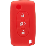 GUSCIO SILICONE ROSSO PER CHIAVE CITROEN/PEUGEOT 3 TASTI C/TASTO FARI