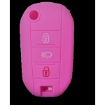 GUSCIO SILICONE FUXIA PER CHIAVE CITROEN/PEUGEOT 3 TASTI C/TASTO FARI