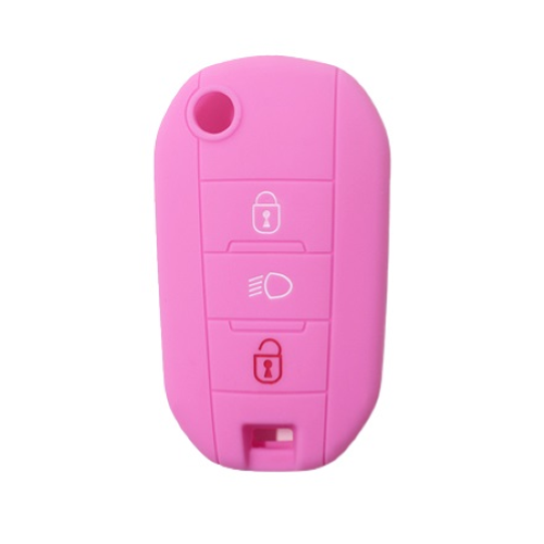 GUSCIO SILICONE ROSA PER CHIAVE CITROEN/PEUGEOT 3 TASTI C/TASTO FARI