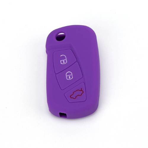 GUSCIO SILICONE VIOLA PER CHIAVE FORD 3 TASTI C/TASTO BAULE