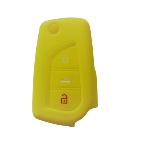 GUSCIO SILICONE GIALLO CHIAVE CITROEN/PEUGEOT/TOYOTA 3 TASTI C/T BAULE