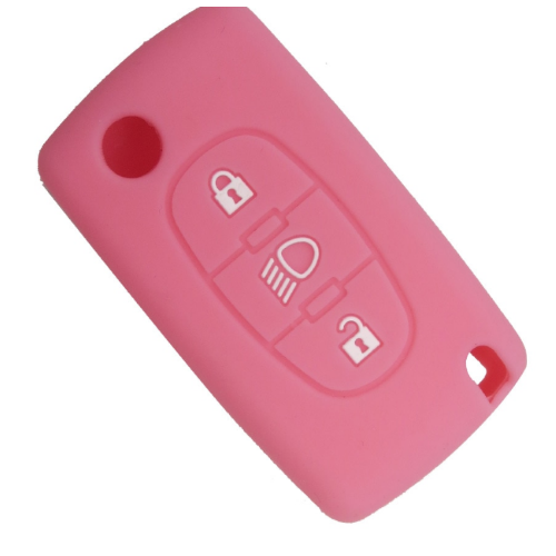 GUSCIO SILICONE ROSA X COVER CHIAVE CITROEN/PEUGEOT 3 TASTI C/T FARI