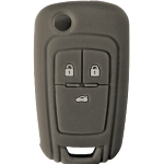 GUSCIO SILICONE GRIGIO PER CHIAVE OPEL/CHEVROLET 3 TASTI C/TASTO BAULE