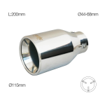 *CODOLINO MARMITTA DRITTO INOX D. 44<>68 L. 200mm D. FINALE 115mm TRX99