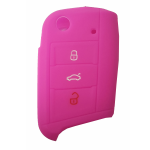 GUSCIO SILICONE FUXIA PER CHIAVE SEAT/VOLKSWAGEN 3 TASTI C/TASTO BAULE