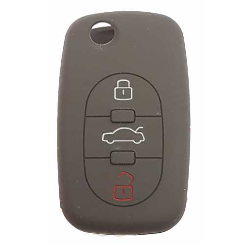 GUSCIO SILICONE NERO PER CHIAVE AUDI 3 TASTI C/TASTO BAULE