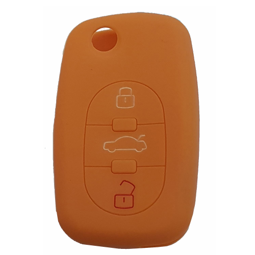 GUSCIO SILICONE ARANCIO PER CHIAVE AUDI 3 TASTI C/TASTO BAULE