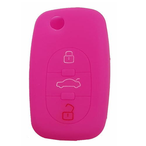 GUSCIO SILICONE FUXIA PER CHIAVE AUDI 3 TASTI C/TASTO BAULE