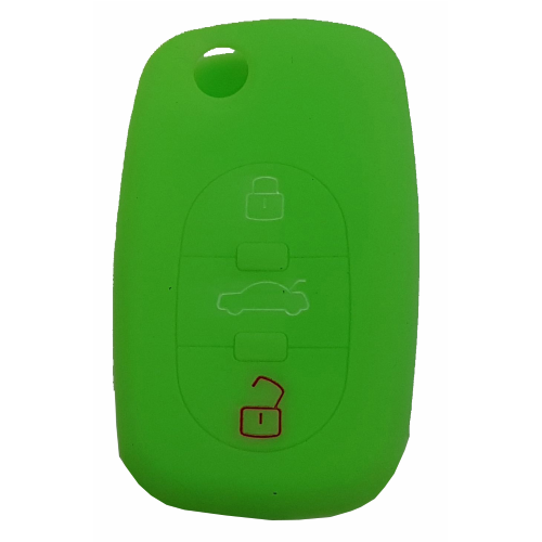 GUSCIO SILICONE VERDE PER CHIAVE AUDI 3 TASTI C/TASTO BAULE