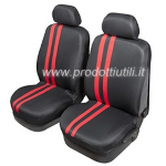 COPPIA COPRISEDILI ANT. STRIPES NERO C/STRISCE ROSSE