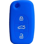 GUSCIO SILICONE BLU SCURO PER CHIAVE AUDI 3 TASTI C/TASTO BAULE
