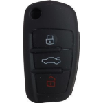 GUSCIO SILICONE NERO PER CHIAVE AUDI 3 TASTI C/TASTO BAULE