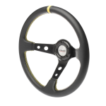 VOLANTE SPEC ECO PELLE NERA CUCITURE GIALLE D. 350 mm