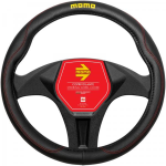 COPRIVOLANTE COMFORT NERO/ROSSO TAGLIA M D. 38<>39cm CUCITURE ROSSO