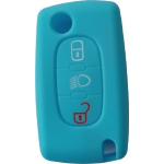 GUSCIO SILICONE CELESTE  COVER CHIAVE CITROEN PEUGEOT 3 TASTI C/T FARI